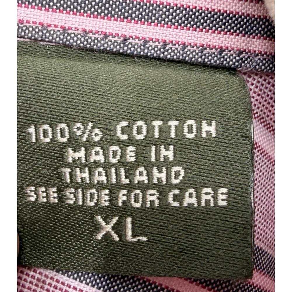 Eddie Bauer Wrinkle Resistant Button Down Dress Shirt Pink Stripe XL Office - Picture 8 of 9